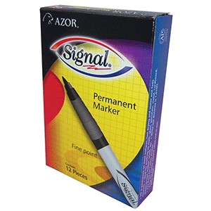 MARCADOR SIGNAL PERMANENTE PUNTO FINO NEGRO CON 12