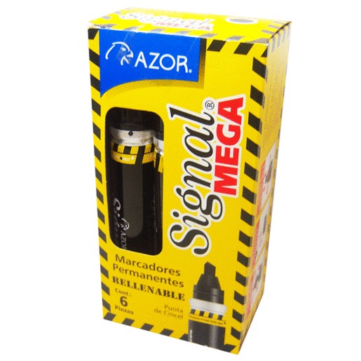 MEGA MARCADOR NEGRO SIGNAL 6PZ