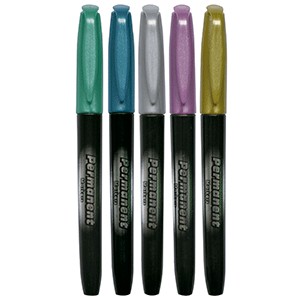 MARCADOR PERMANENTE PUNTA CINCEL TINTA METALICA 5P