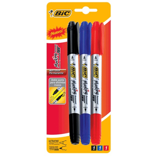 MARCADOR BIC TWIN 3 PIEZAS