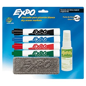 KIT DE MARCADORES EXPO CON BORRADOR Y LIQUIDO