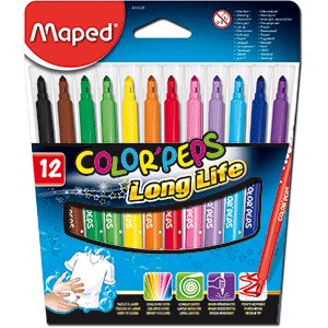 MARCADORES MAPED PEPS LONG LIFE CON 12 PIEZAS