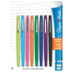 ESTUCHE DE 8 FLAIR PUNTO MEDIANO PAPER MATE