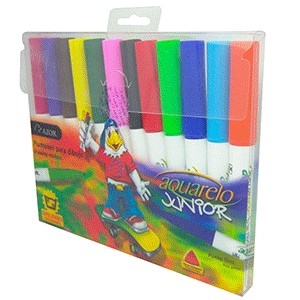 AQUARELO JUNIOR MARCADOR CARTERA C/12 PZAS COL.