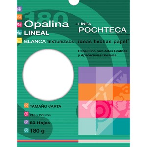 PAPEL OPALINA LINEAL GOFRADO BLANCO CON 50 HOJAS