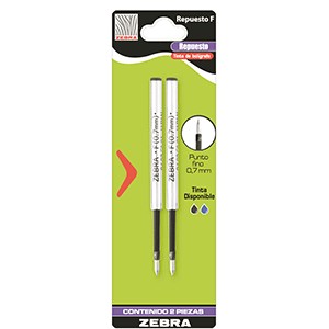 REPUESTO P/BOLIGRAFO ZEBRA NEGRO PUNTO FINO PAQ/2