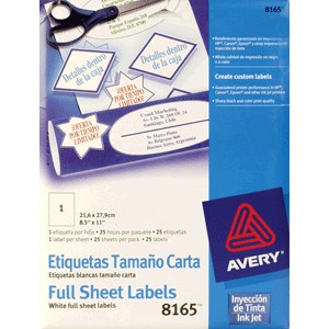 ETIQUETAS INKJET CARTA AVERY CON 25 PIEZAS