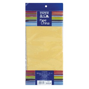 PAPEL DE CHINA AMARILLO CON 3 PLIEGOS PAPER & CO