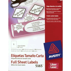 ETIQUETAS LASER AVERY CARTA CON 100 PIEZAS
