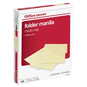 FOLDER CARTA COFFICE DEPOT MANILA CON 100 PIEZAS