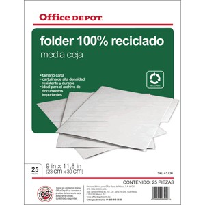 FOLDER CARTA OFFICE DEPOT RECICLADO CON 25 PIEZAS