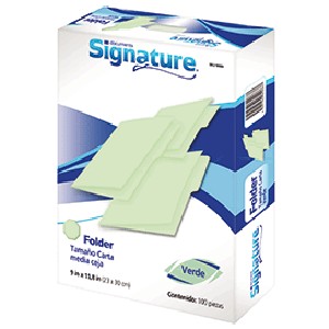 FOLDER CARTA SIGNATURE VERDE CON 100 PIEZAS