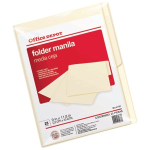 FOLDER CARTA OFFICE DEPOT MANILA CON 25 PIEZAS