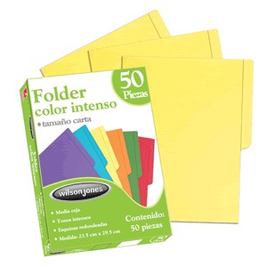 FOLDER CARTA AMARILLO INTENSO CON 50 PIEZAS
