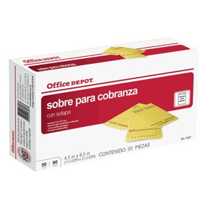 SOBRE DE PAPEL OFFICE DEPOT DE COBRANZA 50 PIEZAS