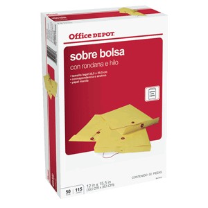 SOBRE DE PAPEL OFFICE DEPOT CON RONDANA 50 PIEZAS