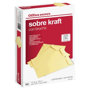 SOBRES DE PAPEL CARTA OFFICE DEPOT CON BROCHE 100