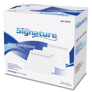 SOBRE PARA CD SIGNATURE CON VENTANA 100 PIEZAS