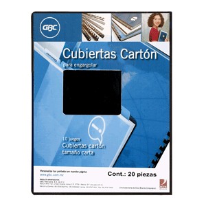 CUBIERTA DE CARTON GBC AZUL CON 20 PIEZAS