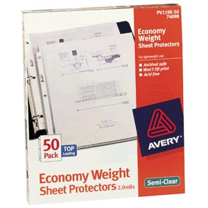 PROTECTOR DE HOJAS AVERY ECONOMICO CARTA CON 50 PZ