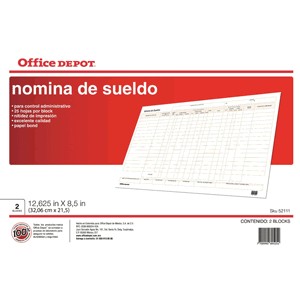 NOMINA SUELDO OFFICE DEPOT 25 HOJAS