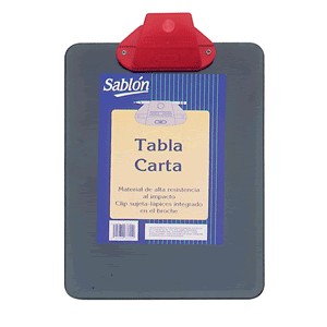 TABLA CON CLIP PLASTICA SABLON CARTA COLOR NEGRO