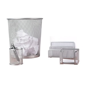 SET DE ESCRITORIO 4 PIEZAS MESH PLATA