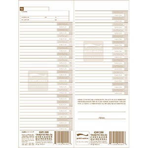 TARJETA PARA RELOJ CHECADOR GRAFIX QUINCENAL