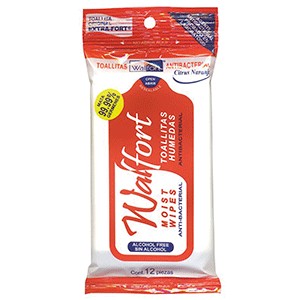 TOALLITAS WALFORD ANTIBACTERIALES NARANJA CON 12