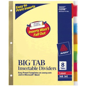 SEPARADORES INDICE AVERY 8 DIV TRANSPARENTES