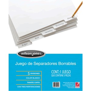 SEPARADORES INDICE WILSON JONES 5 DIV BORRABLES