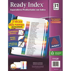 SEPARADORES INDICE AVERY LASER/INKJET 31 DIV