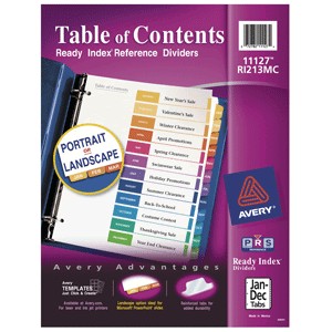 SEPARADORES INDICE AVERY COLOR ENE/DIC