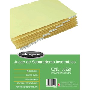 SEPARADORES INDICE WILSON JONES 8 DIVISIONES TRANS