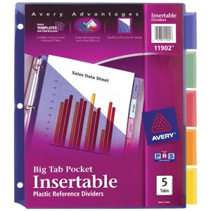 SEPARADORES INDICE AVERY DE BOLSILLO 5 DIVISIONES