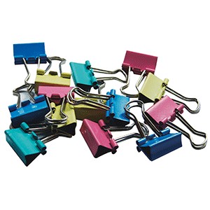 SUJETA DOCUMENTOS 19MM COLORES SURTIDOS CAJA 12PZ