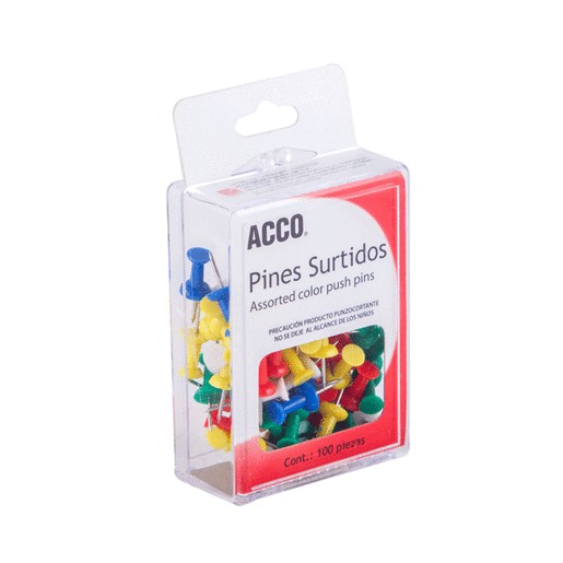 PINS CABEZA PLASTICA ACCO COLORES SURTIDOS