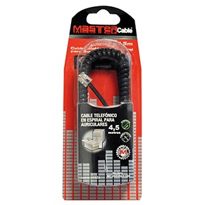 CABLE TELEFONICO ESPIRAL MASTER 4.5 METROS NEGRO