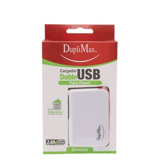 CARGADOR DUPLIMAX PARED CON 2 SALIDA USB DE 2.4 A