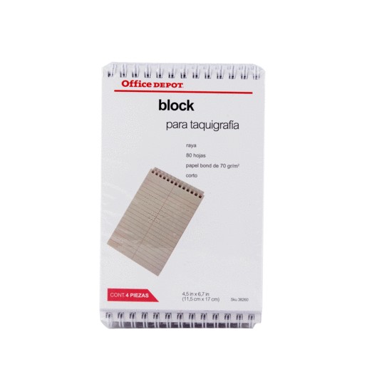 BLOCK TAQUIGRAFIA CORTO 80 HOJAS OFFICE DEPOT