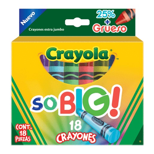 CRAYONES EXTRA JUMBO CRAYOLA SO BIG CAJA 18 PIEZAS