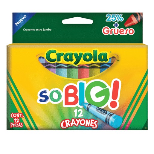 CRAYONES EXTRA JUMBO CRAYOLA SO BIG CAJA 12 PIEZAS