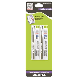 MINAS HB 0.5 MM CON 12 PUNTILLAS ZEBRA C/2
