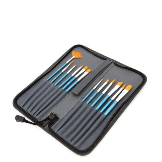 ESTUCHE PINCEL SINTETICO MANGO CORTO CON 12 PIEZAS