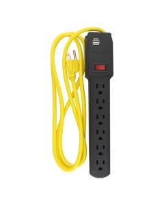 Multicontacto 6 contactos y 2 USB c/supresor de picos ...