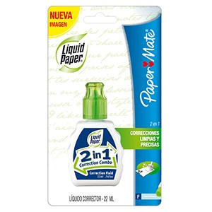 CORRECTOR LIQUID PAPER 2 EN 1 PIEZA