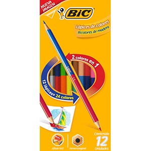 CAJA DE COLORES BIC KIDS BICOLOR CON 12 PIEZAS